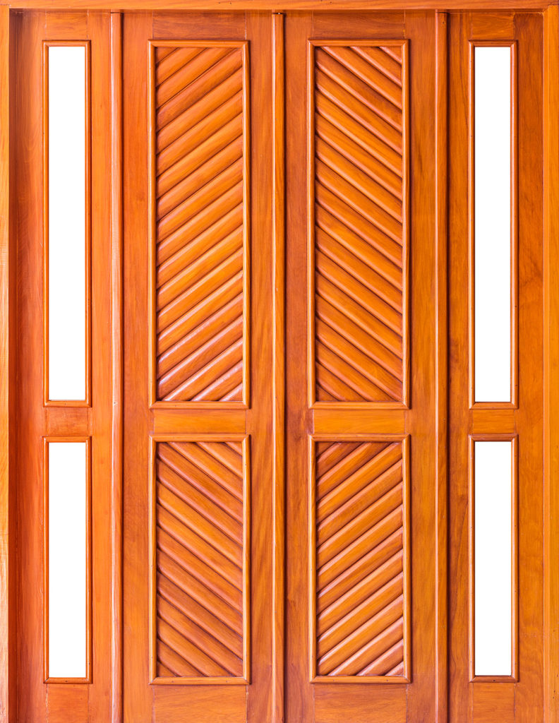 Porta de entrada clássica com detalhes diagonais sem almofadas