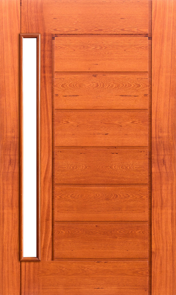 Porta de entrada clean com detalhes aproximados e vazado vertical